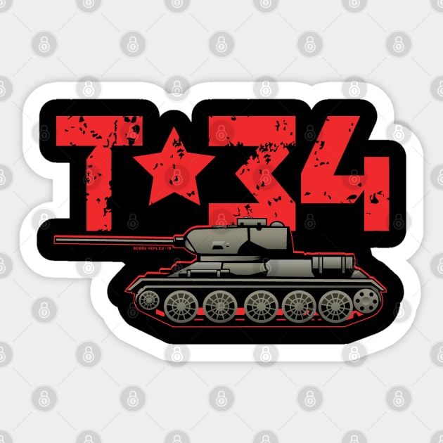 T-34 medium tank Sticker by Illustratorator
